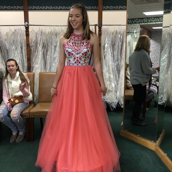 morilee madeline gardner Dresses & Skirts - Morilee Madeline Gardner Coral Halter Prom Dress